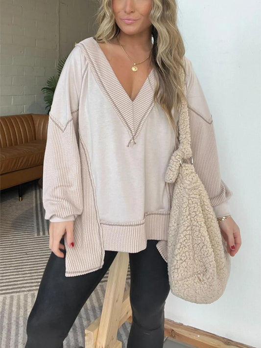 Women's V-Neck Loose Long Sleeve Top 🎁(Buy 2 Get 10% Off，Buy 3 Get 20% Off)