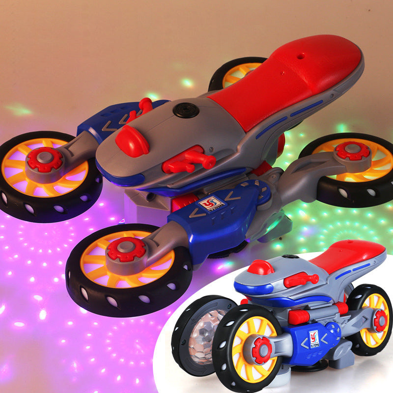 🎁[Best Gift For Kid]💥New Electric Light and Music Deformation Motorcycle