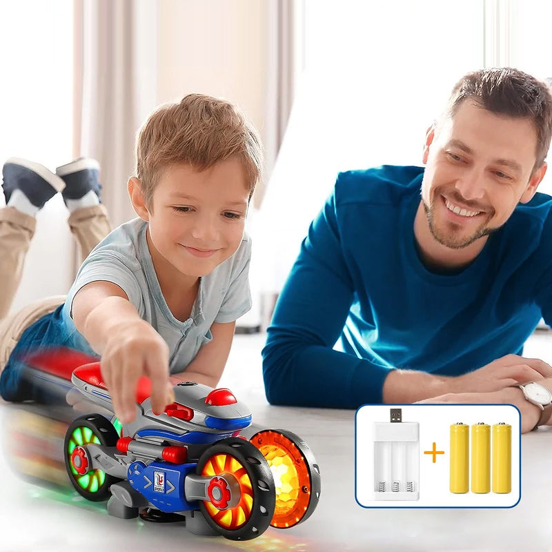 🎁[Best Gift For Kid]💥New Electric Light and Music Deformation Motorcycle