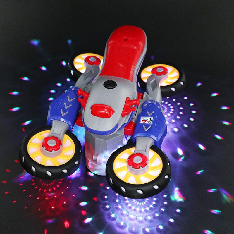 🎁[Best Gift For Kid]💥New Electric Light and Music Deformation Motorcycle