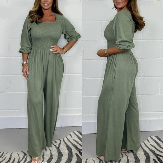 Pre-Sale>>🔥Christmas Sale 49% Off👉Women's Summer Elastic Waist Jumpsuit🎁(Buy 2 Get 10% Off，Buy 3 Get 20% Off)