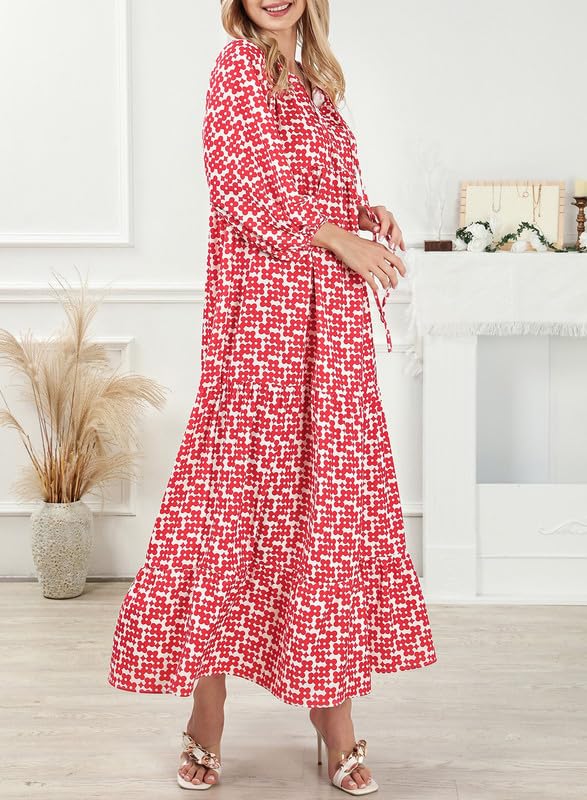 🔥Women's Puff Sleeve Floral Boho Maxi Dress (Buy 2 Free Shipping)