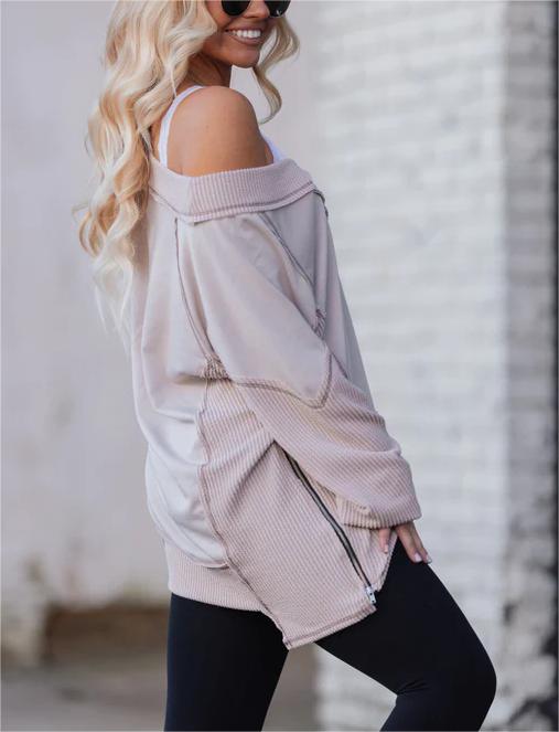 Women's V-Neck Loose Long Sleeve Top 🎁(Buy 2 Get 10% Off，Buy 3 Get 20% Off)