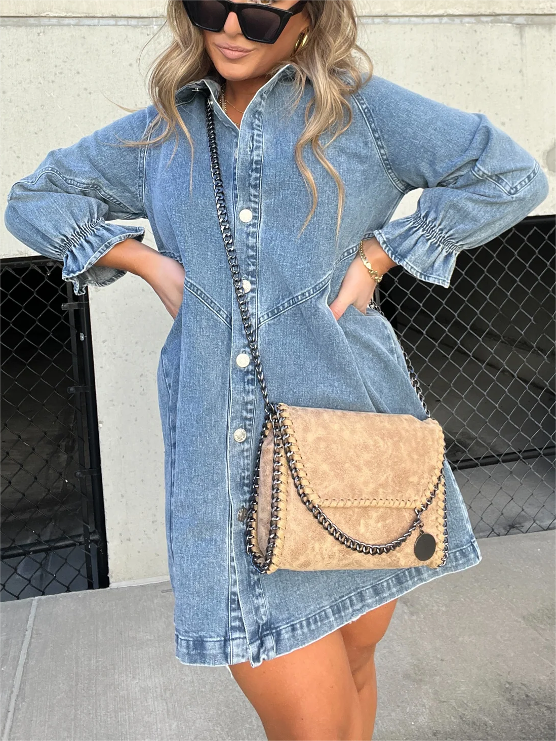 Pre-Sale>>🔥Christmas Sale 49% Off👉2024 New Washed Denim Puff Sleeve Dress (Buy 2 Get 10% OFF)