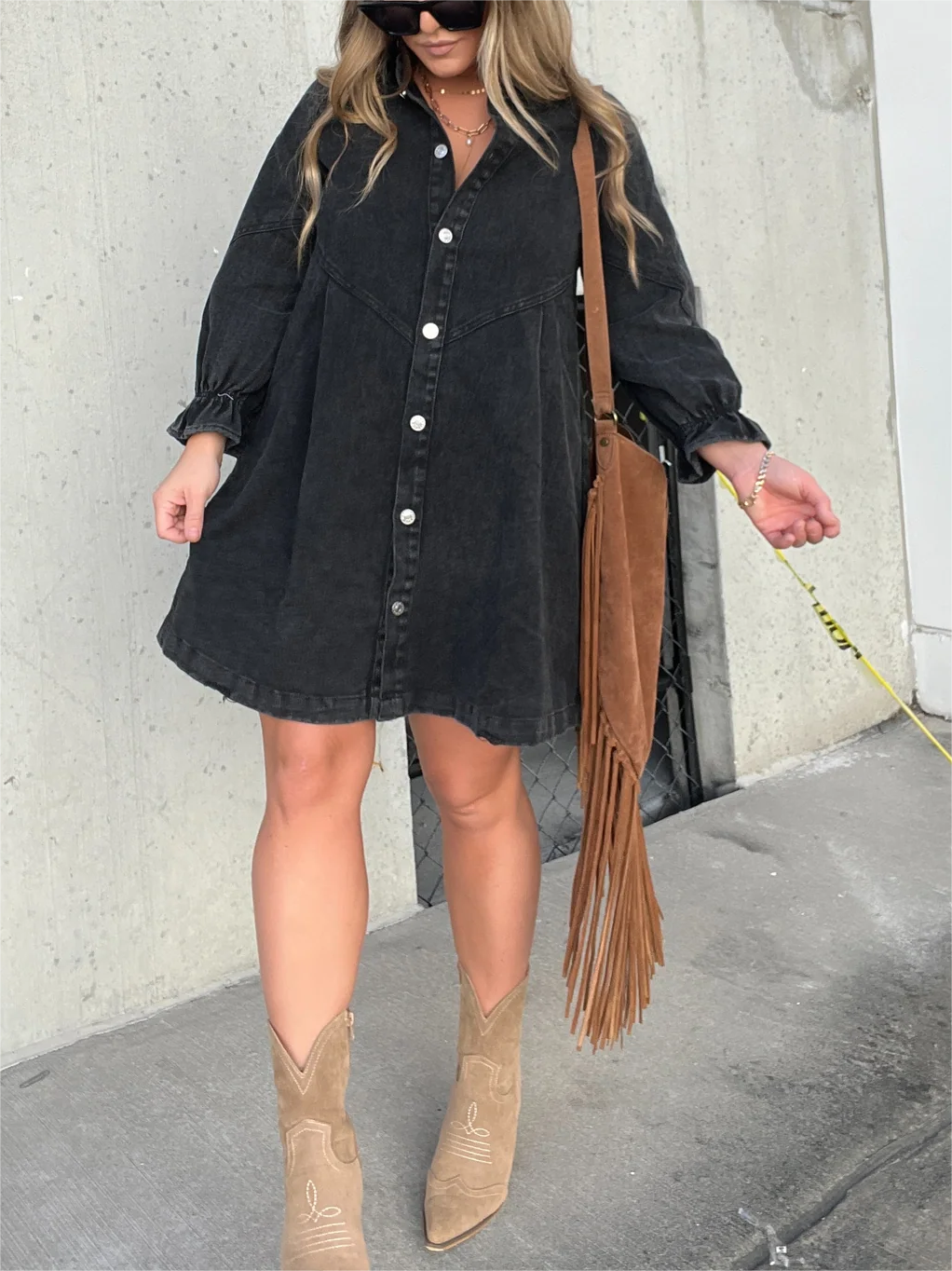 Pre-Sale>>🔥Christmas Sale 49% Off👉2024 New Washed Denim Puff Sleeve Dress (Buy 2 Get 10% OFF)