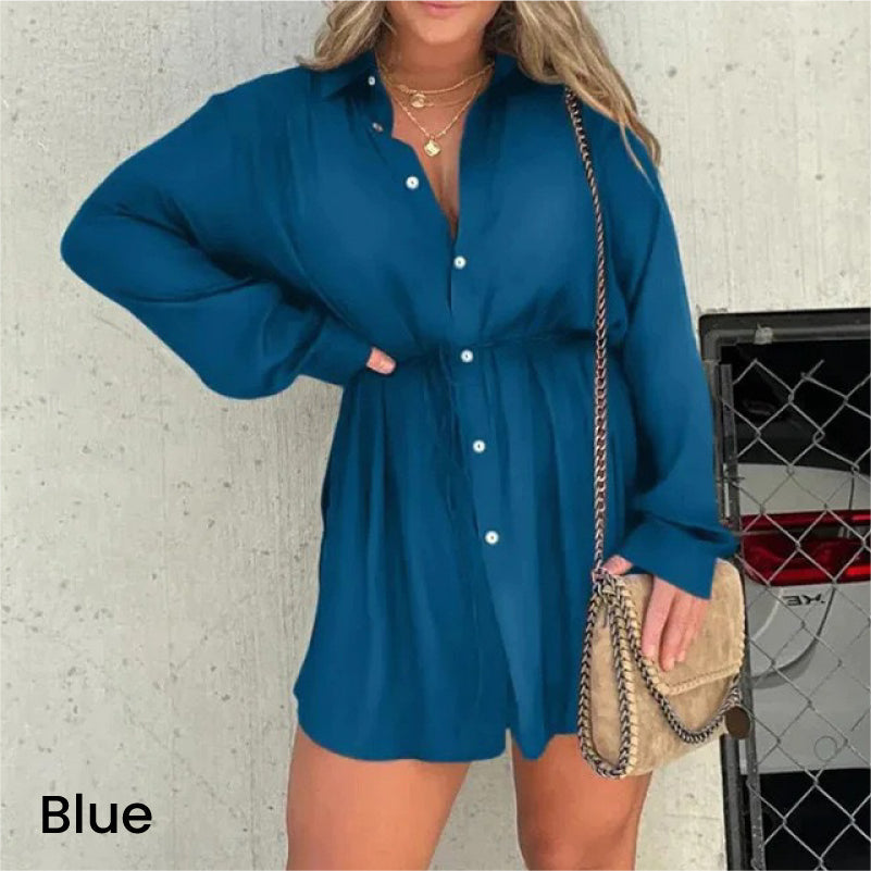 （🎅XMAS SALE）Women's Solid Color Long Sleeve Shirt Suit (Buy 2 Get 10% Off）