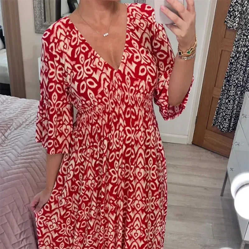 2024 V-neck Floral Seaside Holiday Dress💫(Buy 2 Get 10% Off，Buy 3 Get 20% Off)