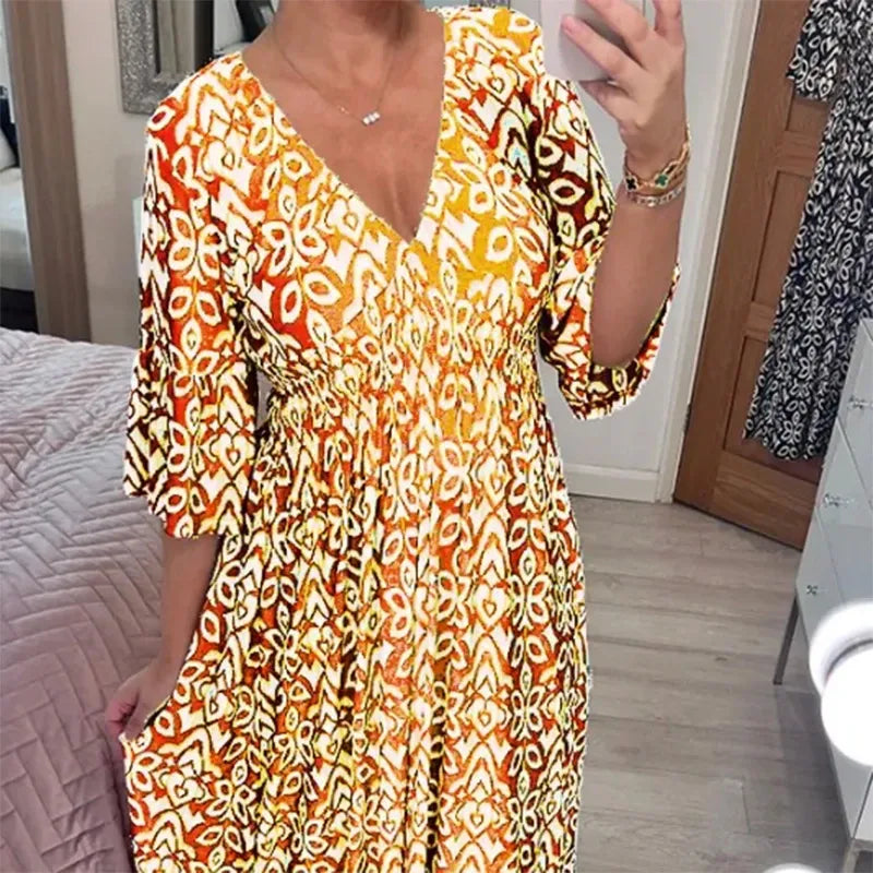 2024 V-neck Floral Seaside Holiday Dress💫(Buy 2 Get 10% Off，Buy 3 Get 20% Off)