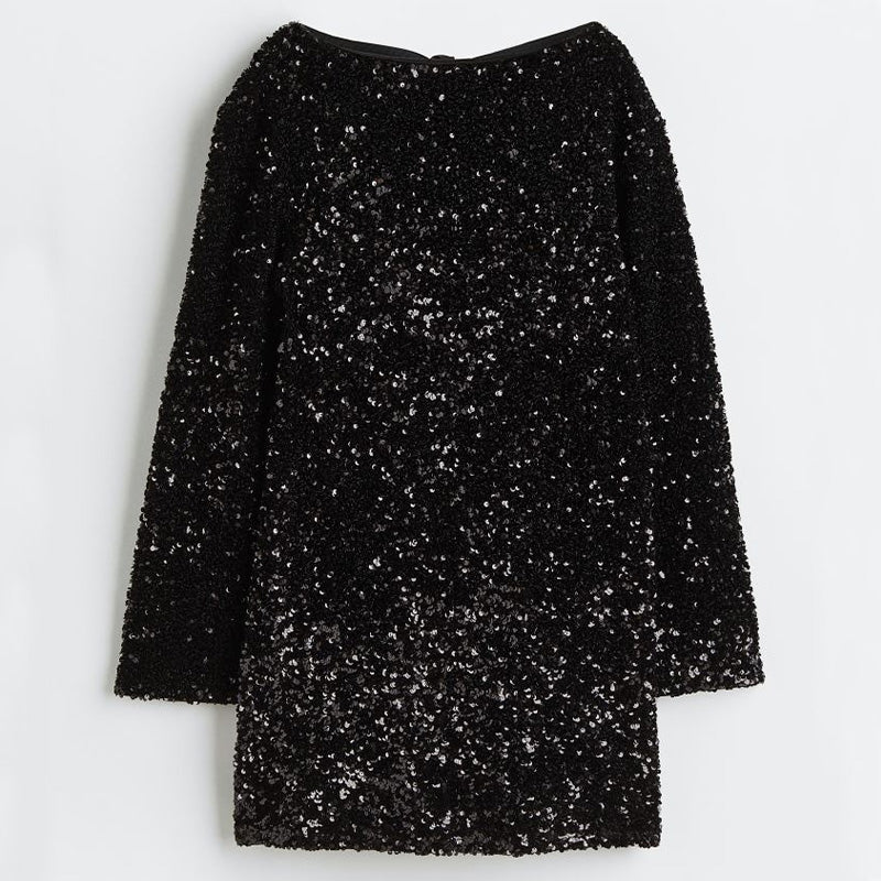 Gift Choice - Long Sleeve Loose Sequined Tie-back Dress🎁(Buy 2 Get 10% Off，Buy 3 Get 20% Off)