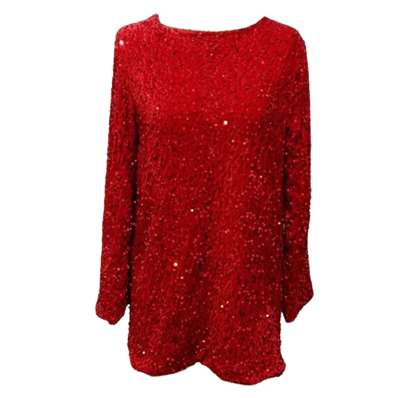 Gift Choice - Long Sleeve Loose Sequined Tie-back Dress🎁(Buy 2 Get 10% Off，Buy 3 Get 20% Off)