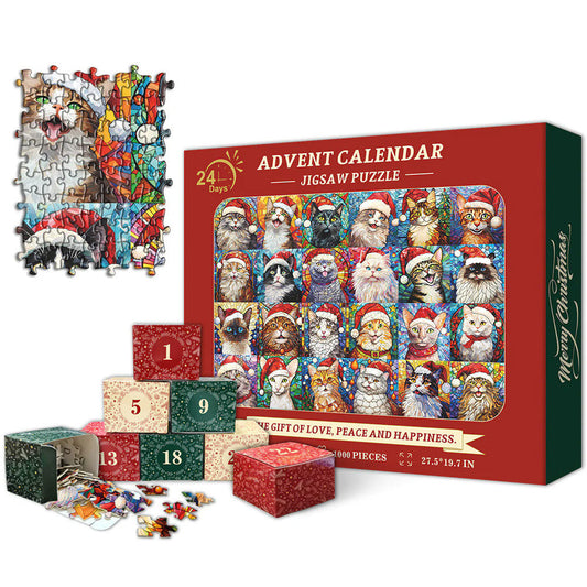 Happy Christmas Cats Advent Calendar Jigsaw Puzzle 1000 Pieces