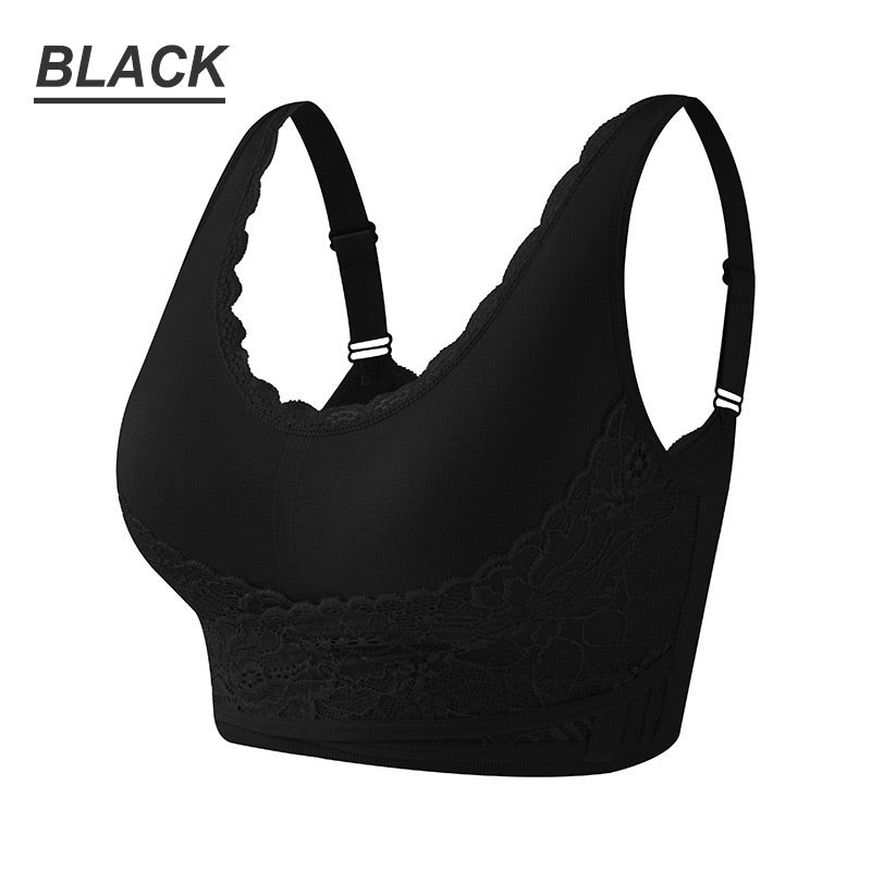 Plus Size 3D Lace Side Clasp Push-up Bra